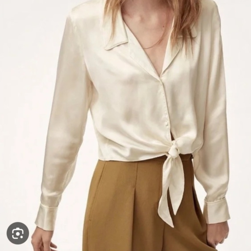 Wilfred Satin Tie-Front Blouse